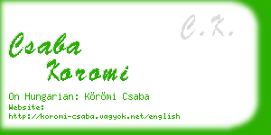 csaba koromi business card